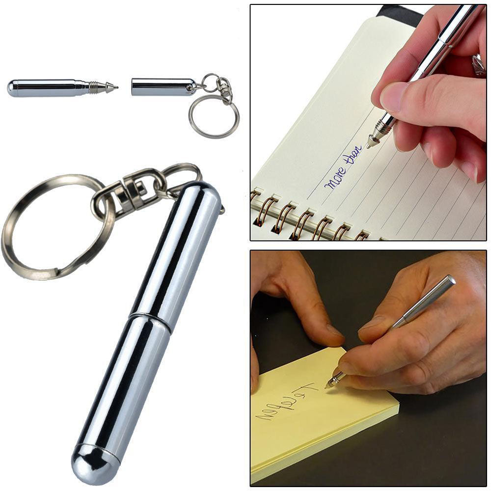 Portable Telescoping tool Pen Metal Key Ring Tool Creative Telescoping Stainless Steel Pen Keychain Ergonomic Ball Point Pen