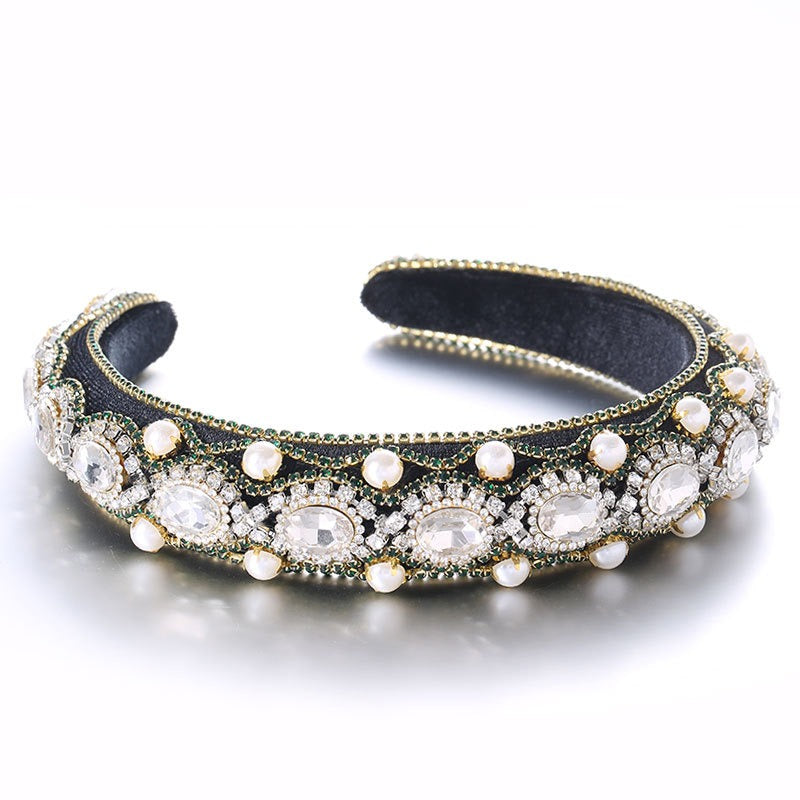 Fashion Women's Super Flash Baroque Glass Pearl Drill Bit Hoop
