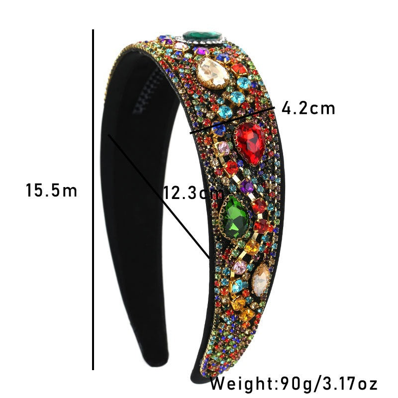 Colored rhinestone heavy industry sponge wide edge Baroque hair accessories