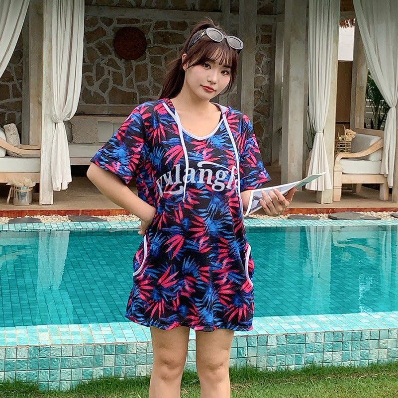 Big Size Swimwear for Women, Plus Size 330 Jin Three-Piece Set, Sporty Tummy-Covering Slimming Loose Sexy Conservative Hot Spring Swimwear for Women