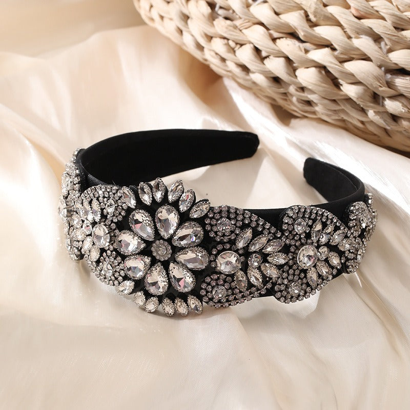 Fashionable Baroque inlaid color diamond water diamond three-dimensional hair hoop