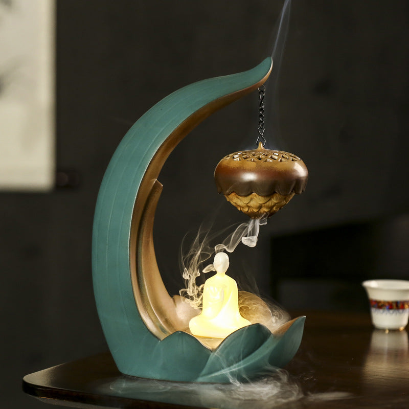 Sandalwood Aromatherapy Furnace Night Light Ornament Lotus Hanging Ball Backflow Incense Furnace Lamp Ring Hanging Furnace Creative Coil Incense