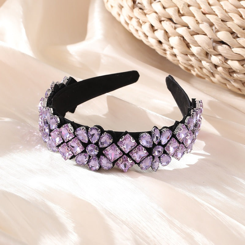 Baroque colored rhinestone headband with fashionable temperament and full diamond headwear