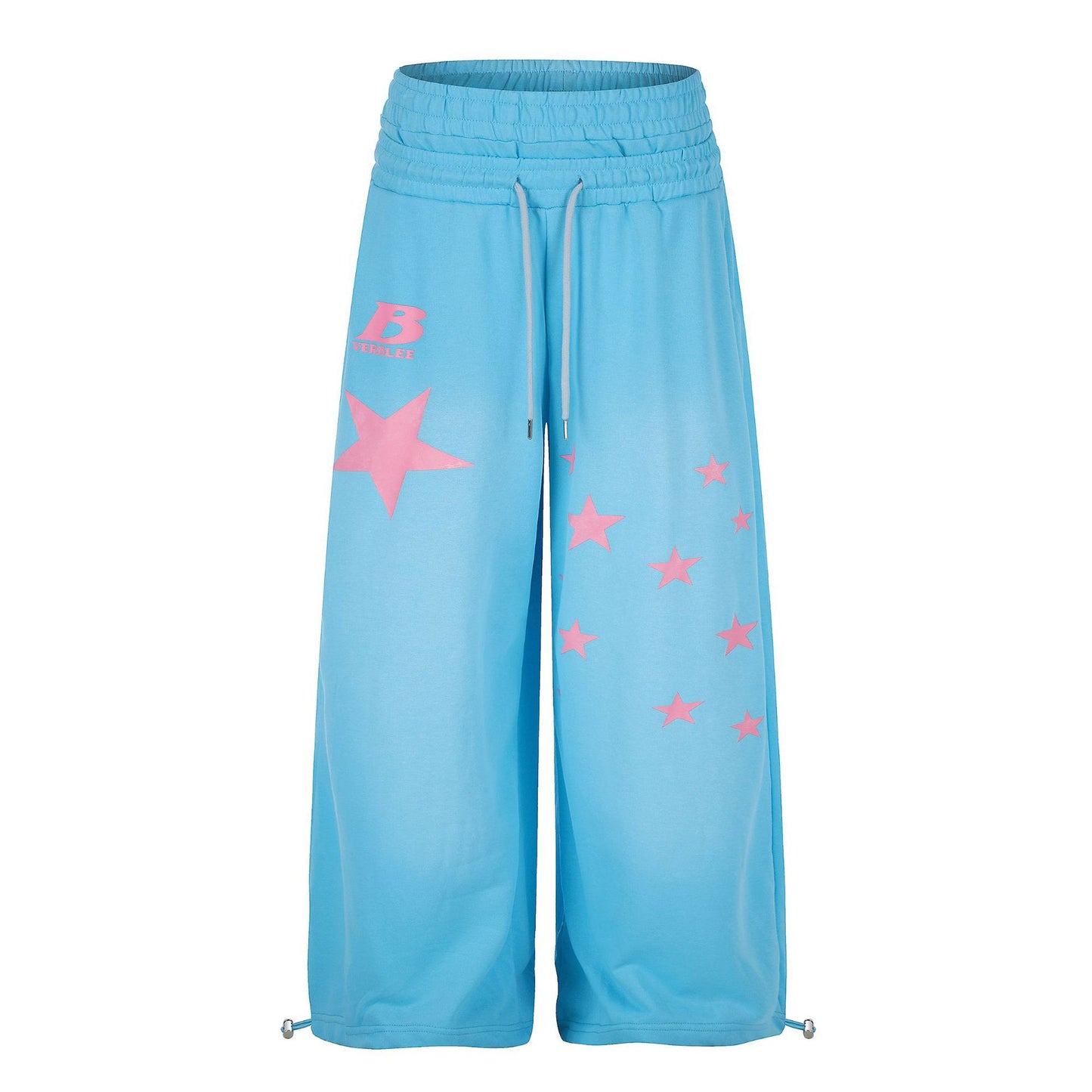 Waistband Gradient Star Print Wide-Leg Sweatpants Unisex High Street Casual Sporty Long Pants