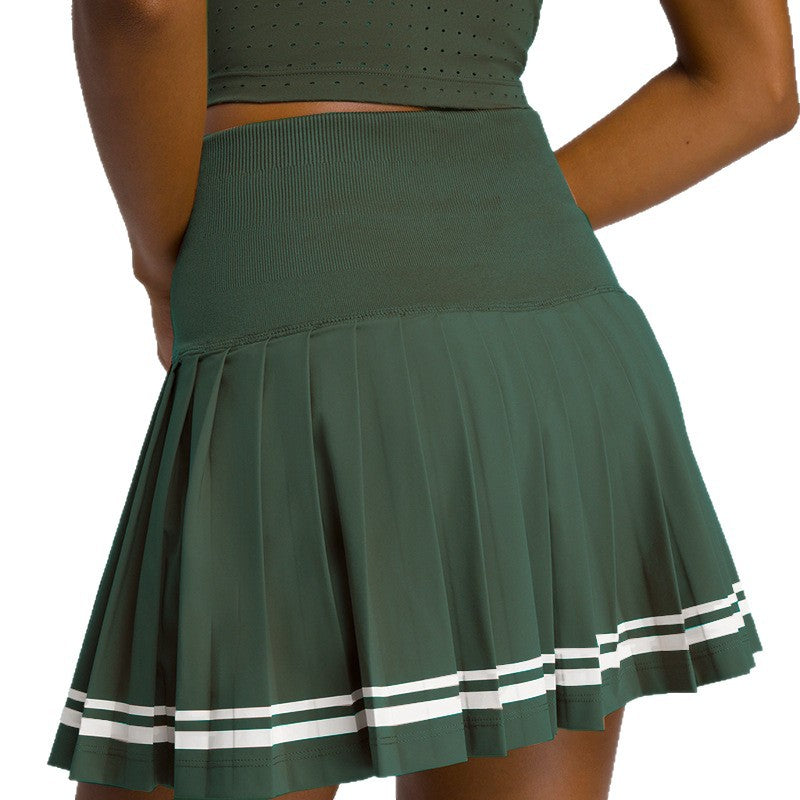 High-Waisted Pleated Tennis Skirt for Women with Openings, Gym Crop Top, Breathable Anti-See-Through Golf Fitness Wear