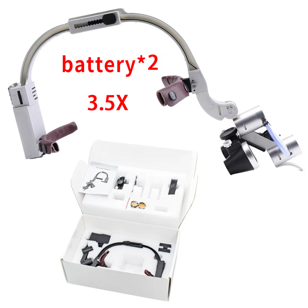 Ultra-Light Shadowless Dental Headlamp with Magnifier and Dual Batteries