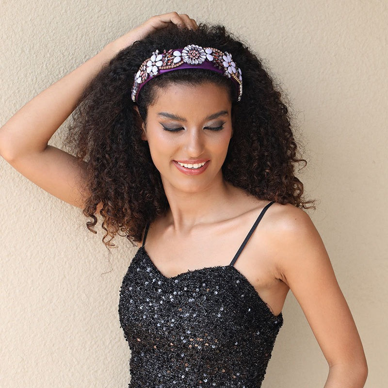 Fashionable women's retro Baroque flower rhinestone headband