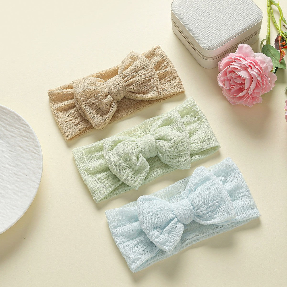 Children's hair accessories baby double layered bow lace mesh bow headband