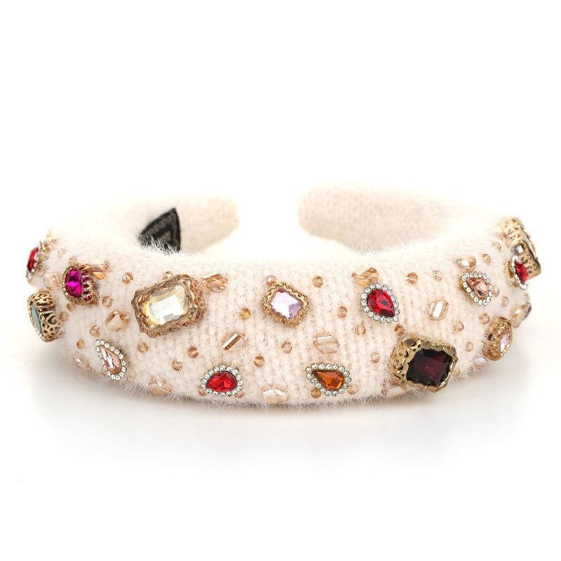 Baroque crystal hand sewn sponge head hoop with rhinestones inlaid