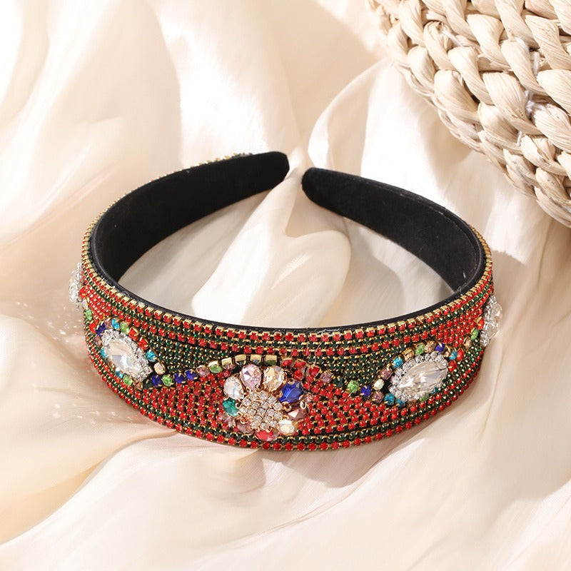 Colored rhinestone heavy industry sponge wide edge Baroque hair accessories