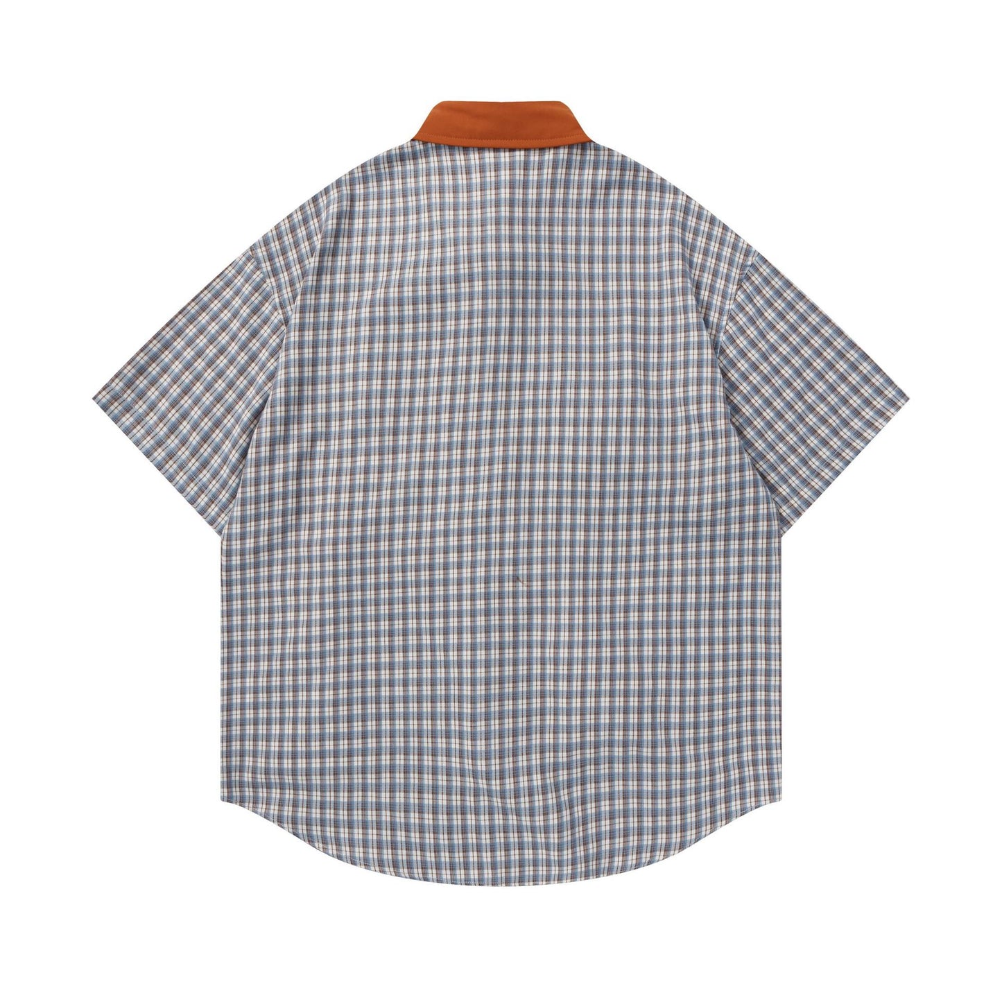 Embroidered checkered short sleeved shirt