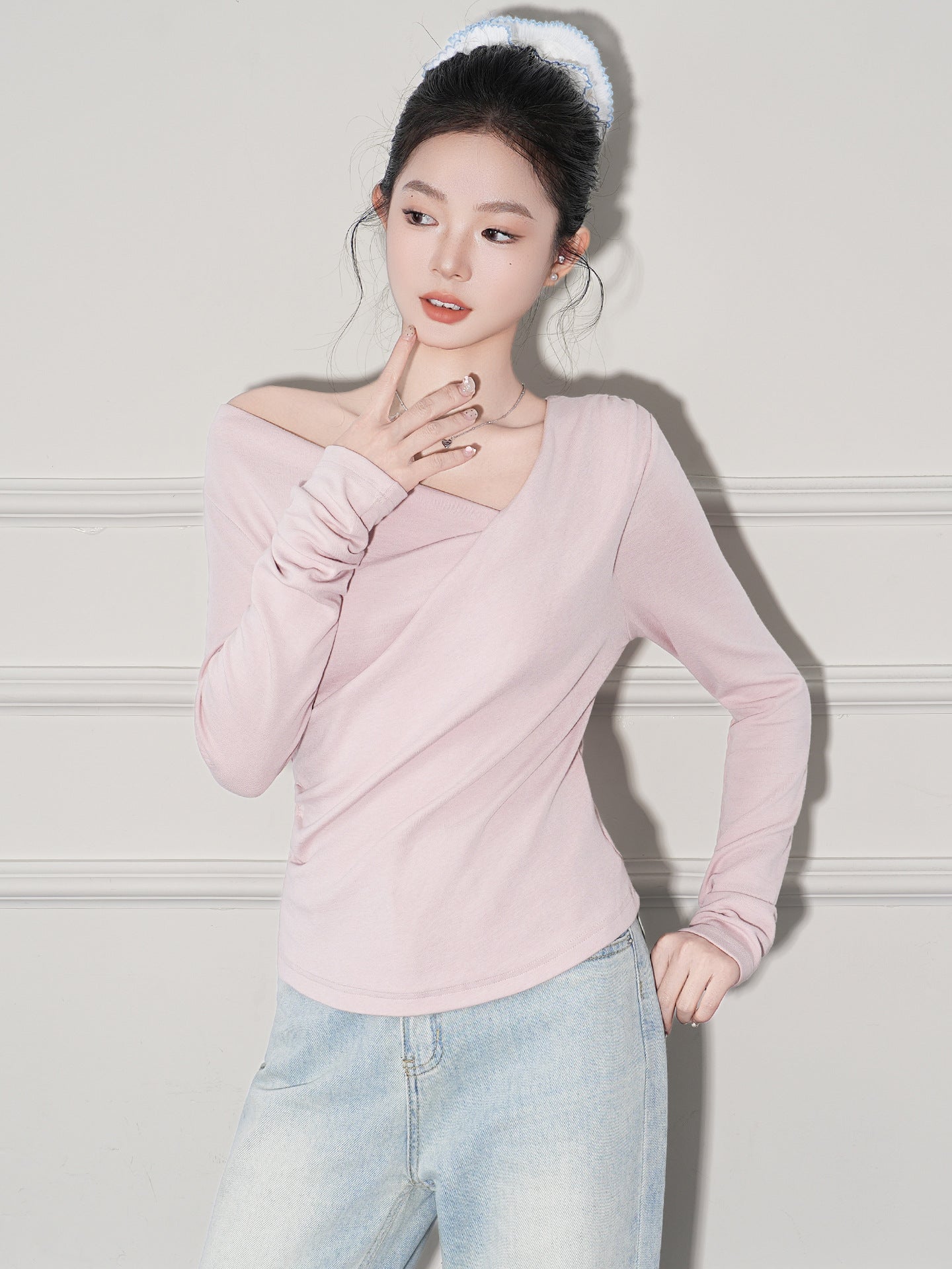 Asymmetric Off-Shoulder T-Shirt for Women, Slim Fit, Unique Design