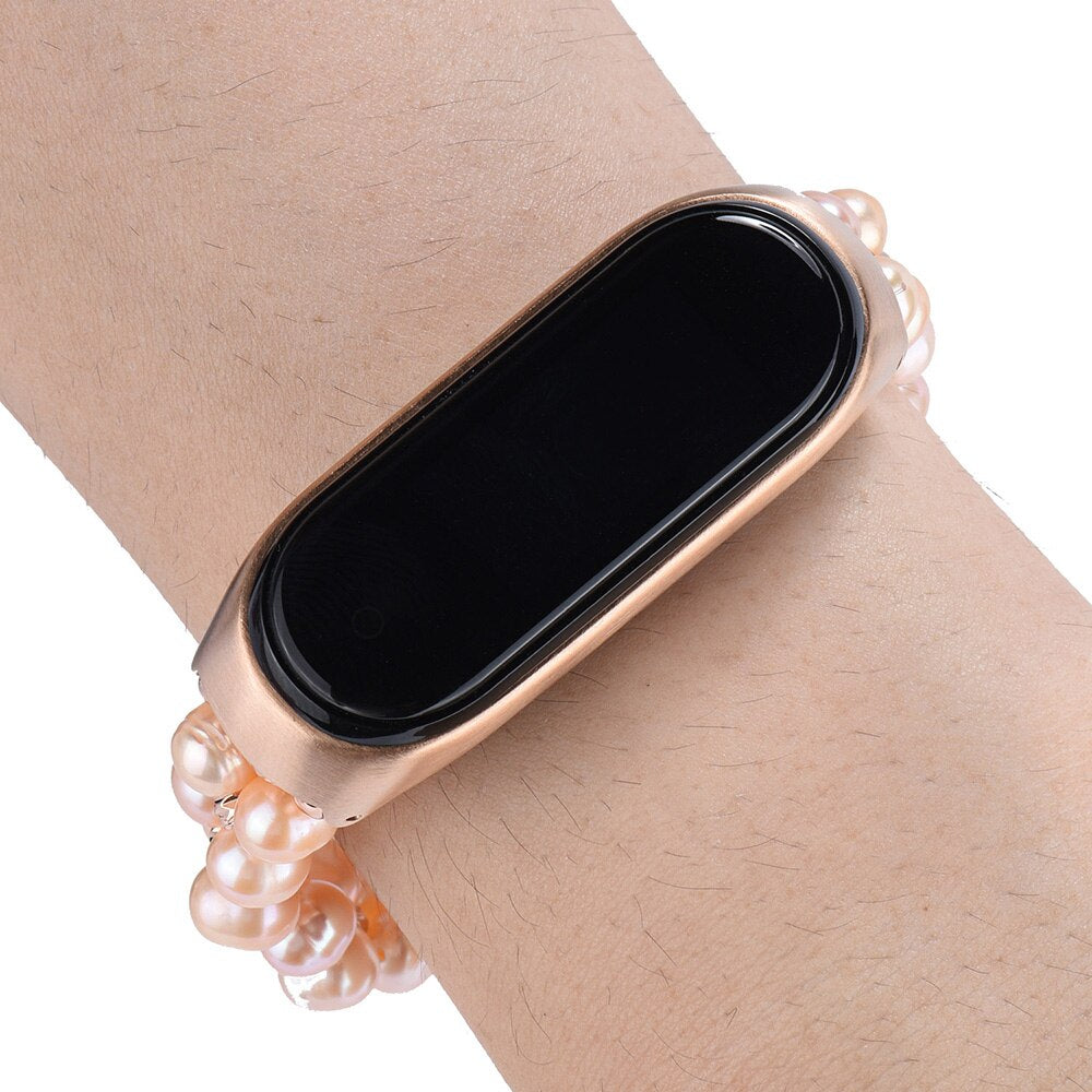 Pearl Wristband Chain Mi Band Strap For Xiaomi 3 4 Bead String Wrist Strap Wrist Miband Replacement Part for Millet 3 4 Bracelet