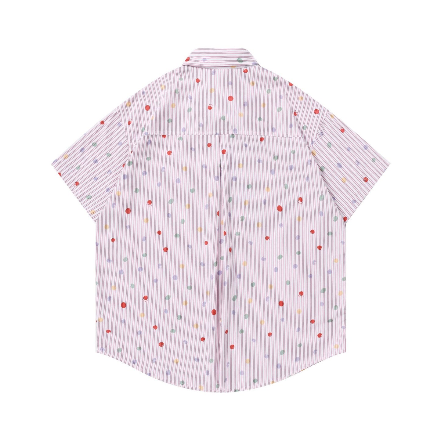 Colorful polka dot vertical stripe short sleeved shirt