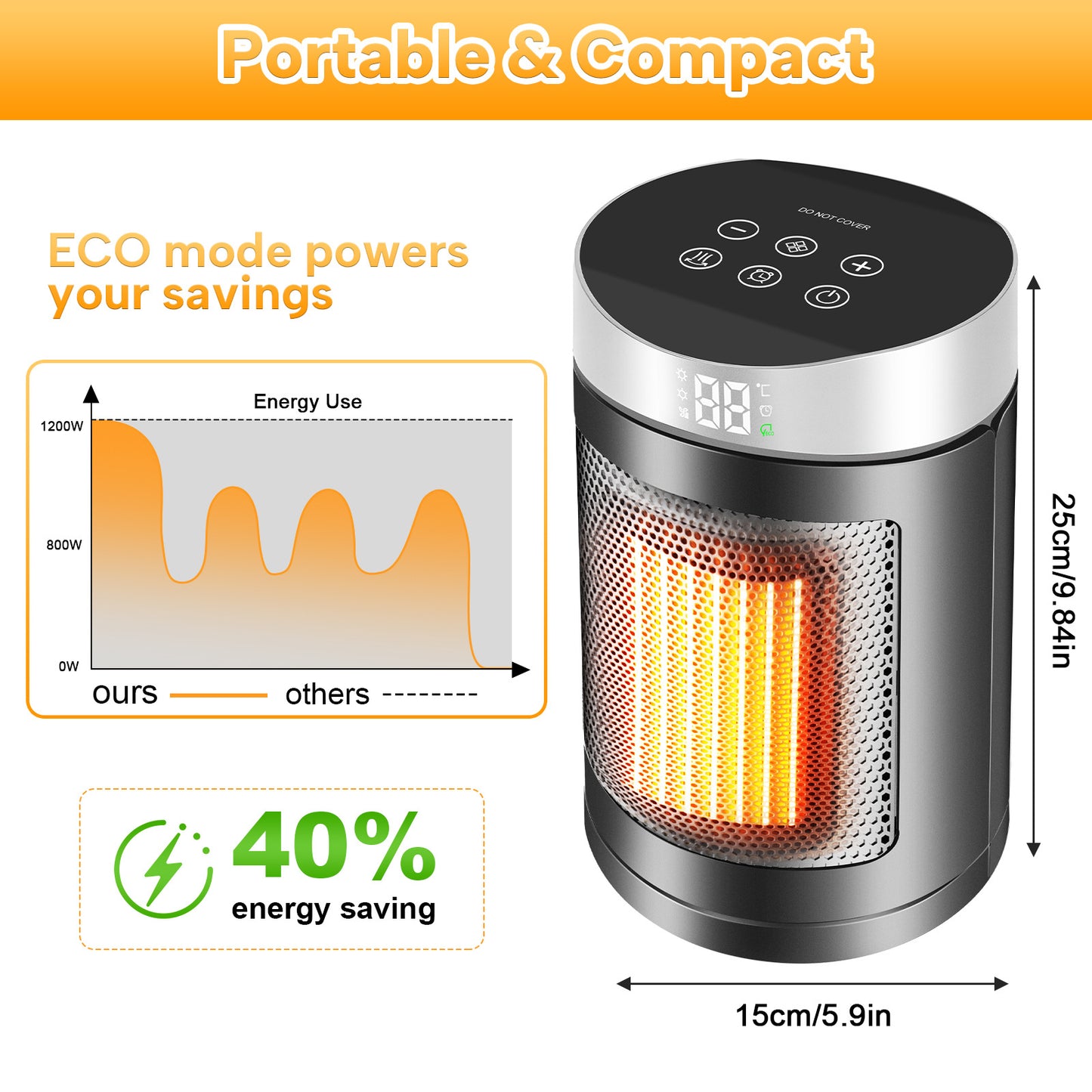 Home touch screen remote control heater desktop electric heater small solar heater
