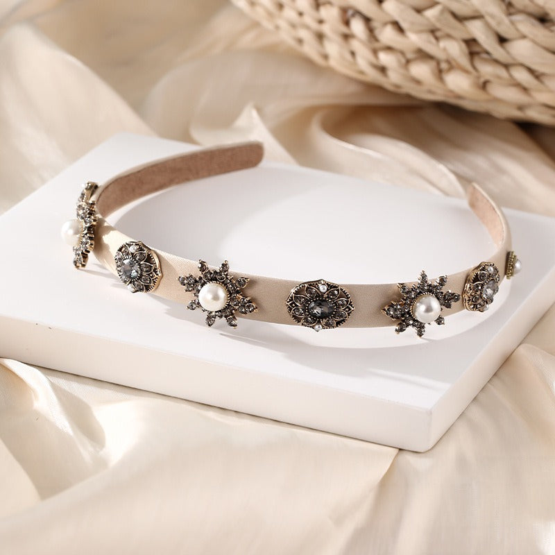 Fashion women's Baroque rhinestone pearl flower hair accessories