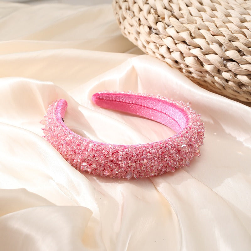 Crystal handmade beaded women's wide brimmed hair accessories