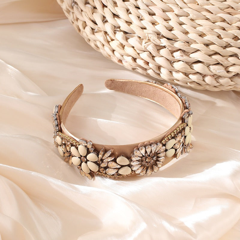 Fashionable women's retro Baroque flower rhinestone headband