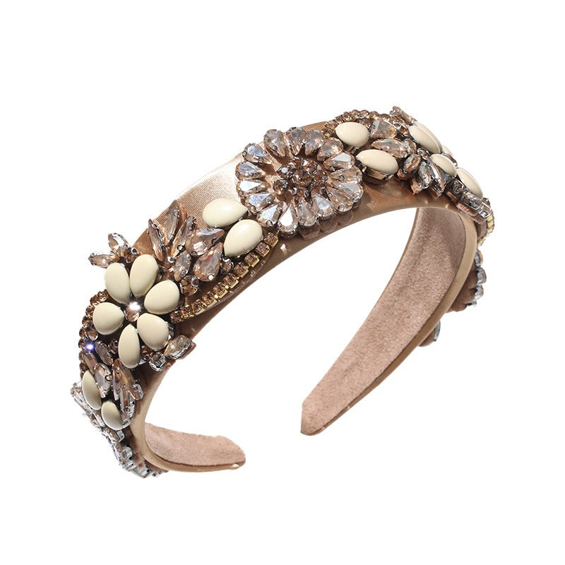 Fashionable women's retro Baroque flower rhinestone headband