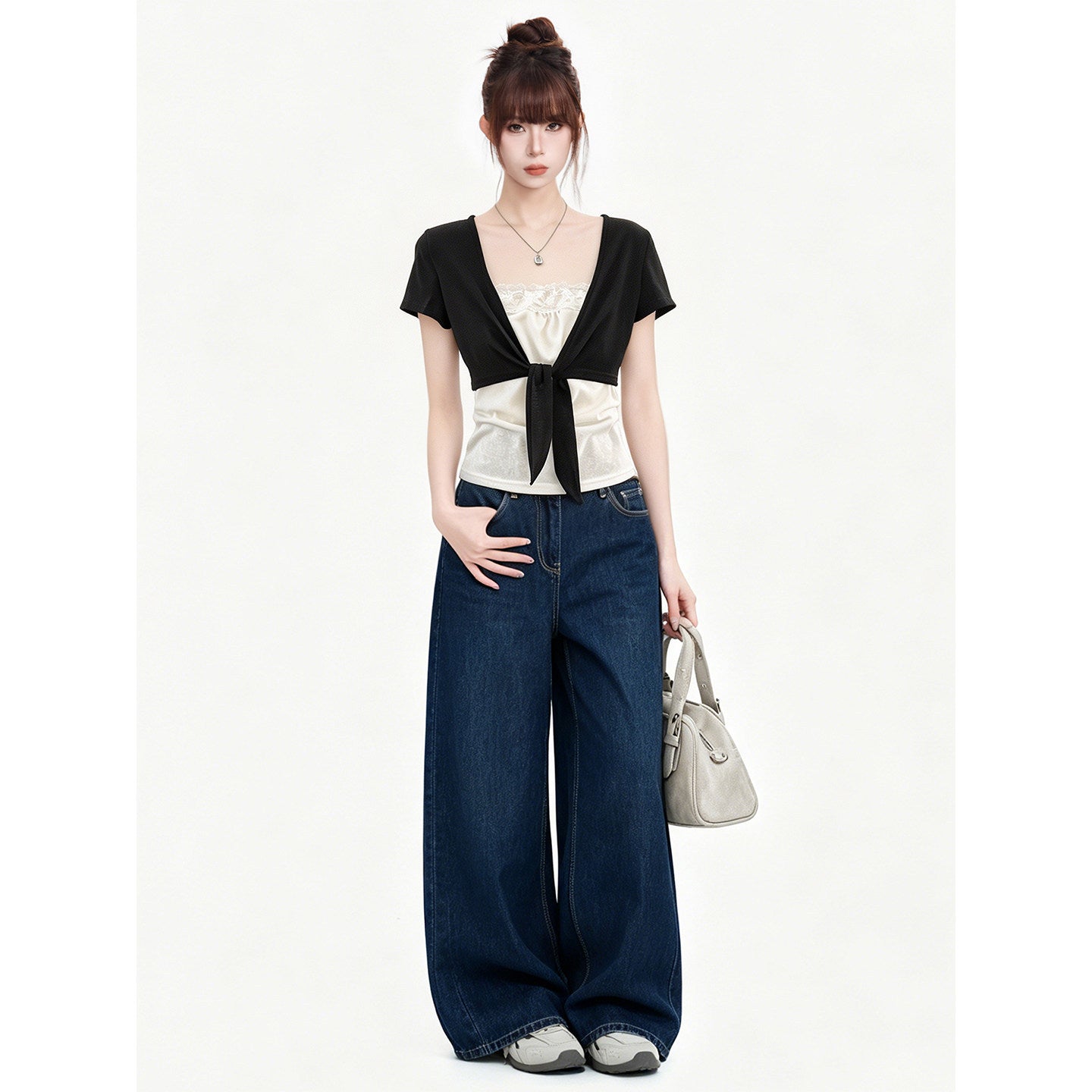 Short Sleeve T-Shirt for Women  Tie-Up Slim Fit Top