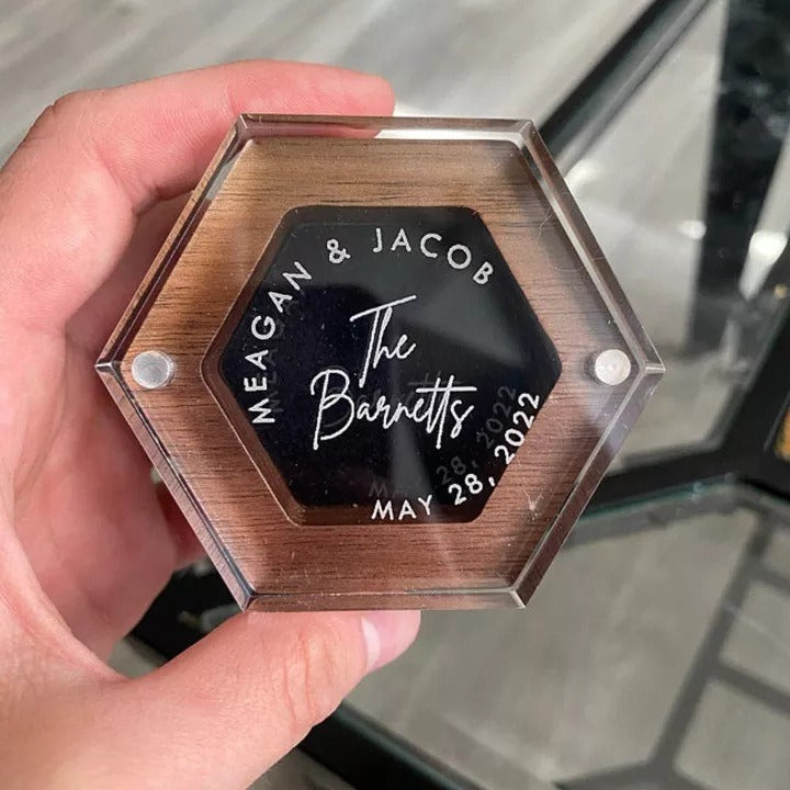 Customized Creative Couple Gift Box Wedding Ring Box Pairing Solid Wood Acrylic Jewelry Box Storage Box