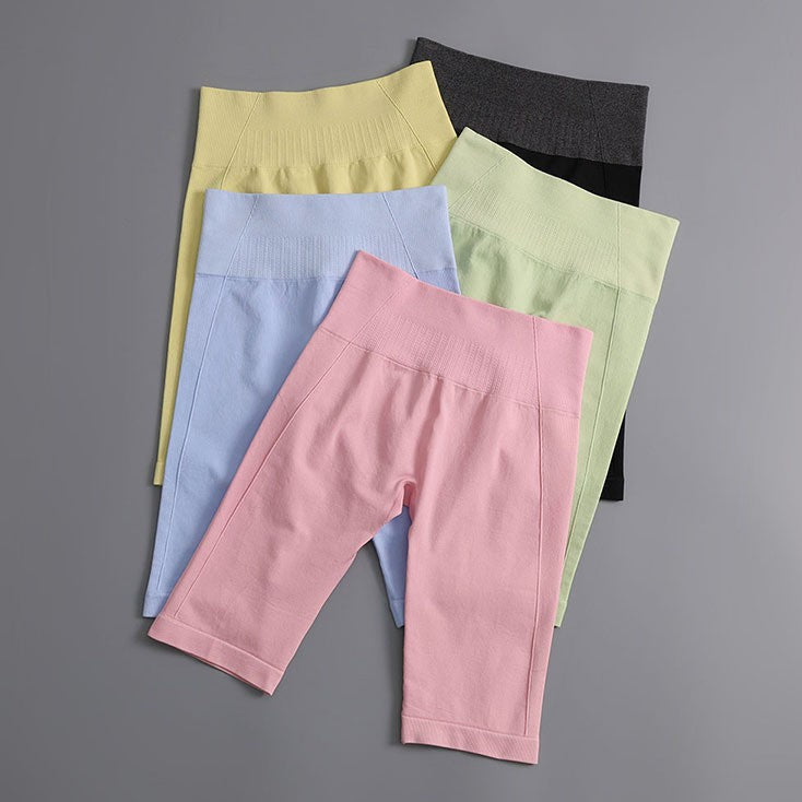 Seamless  Shorts for Women High-Waisted Butt-Lifting Workout Shorts Breathable 5/6 Length Running Training Fitness Pants