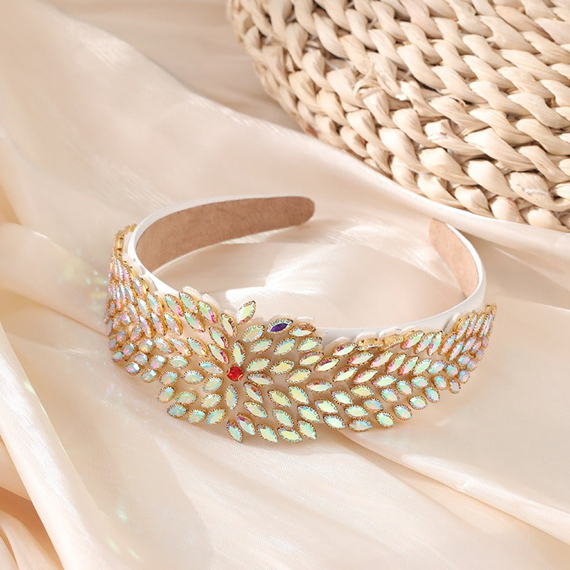 Heavy Industry Hair Hoops Fashionable and Creative Baroque Full Drill Hoops Women's Wide Edge Hair Accessories