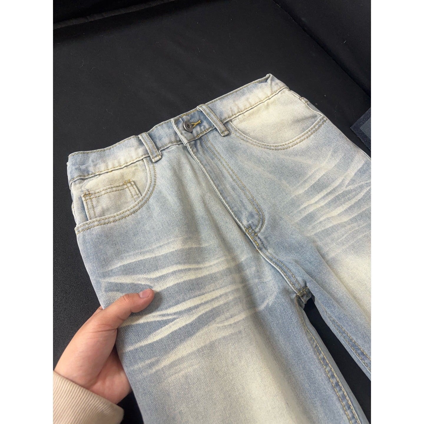 Jeans Men's High Street Washed Catwhisker Pants