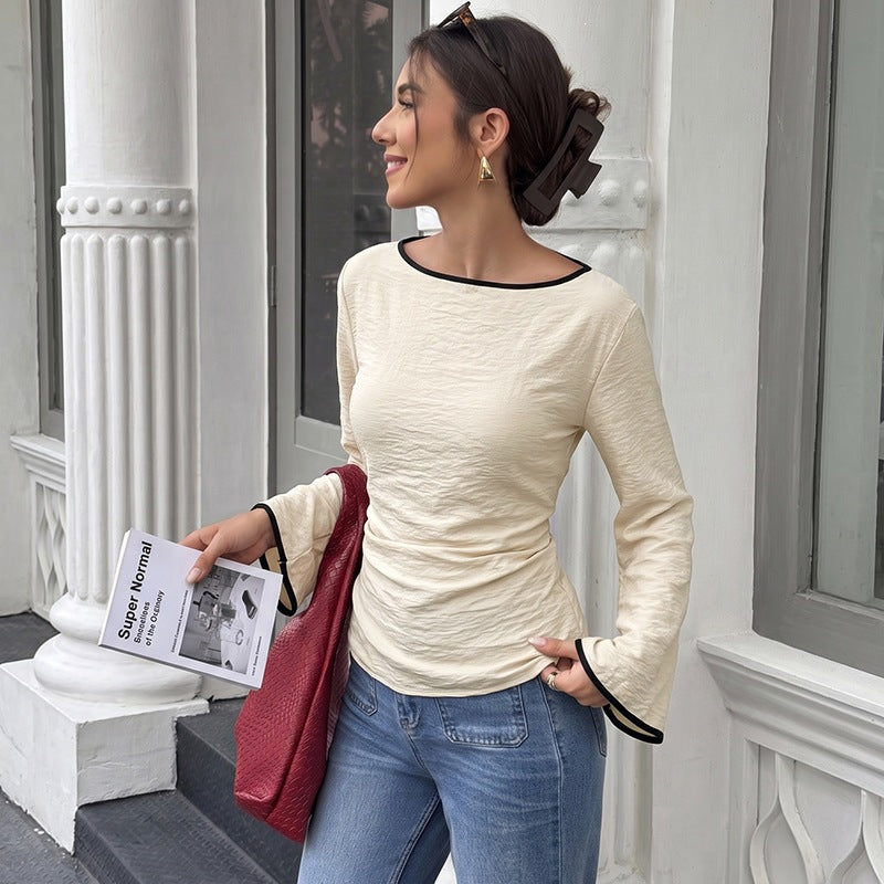 Long sleeved waist cinched shirt for women