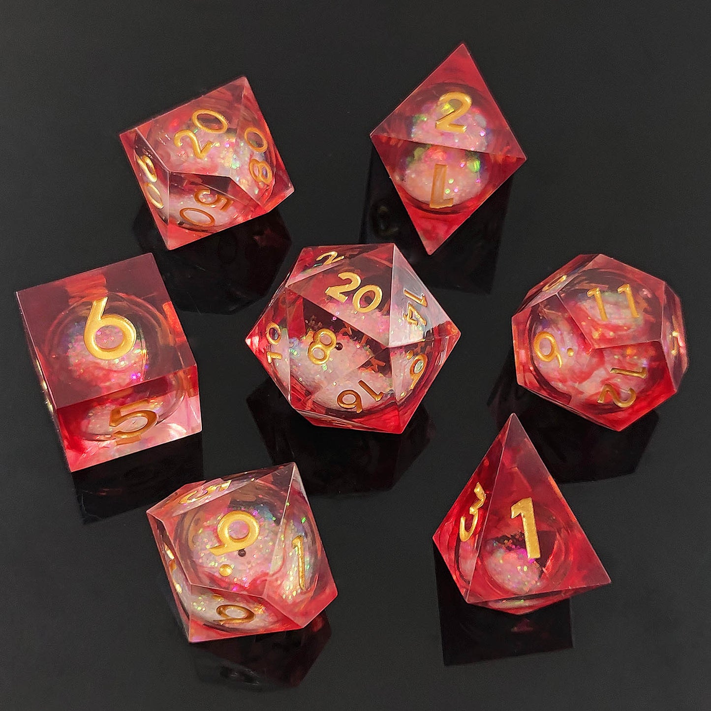 Resin Sand Flow Dice Liquid Core DND DungeonsDragons TRPG Board Game Dice Set Roleplaying Cthulhu