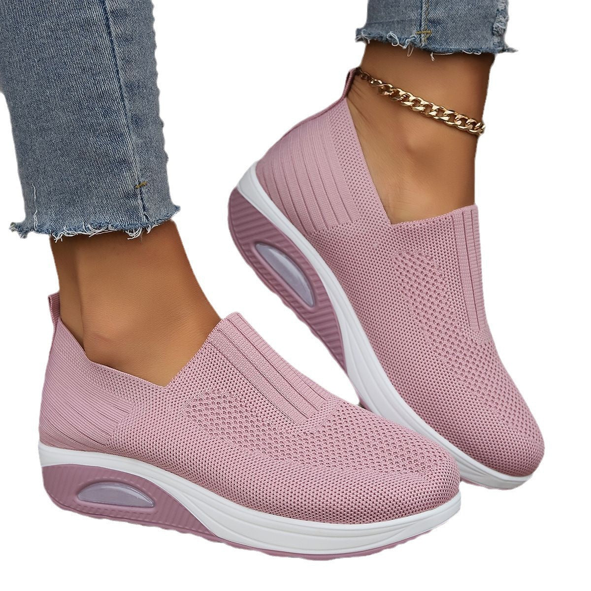 Slip-On Women's Shoes with Thick Air Flyknit Soft Sole