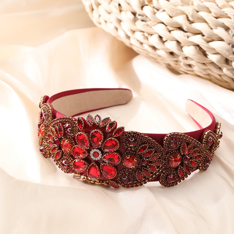 Fashionable Baroque inlaid color diamond water diamond three-dimensional hair hoop