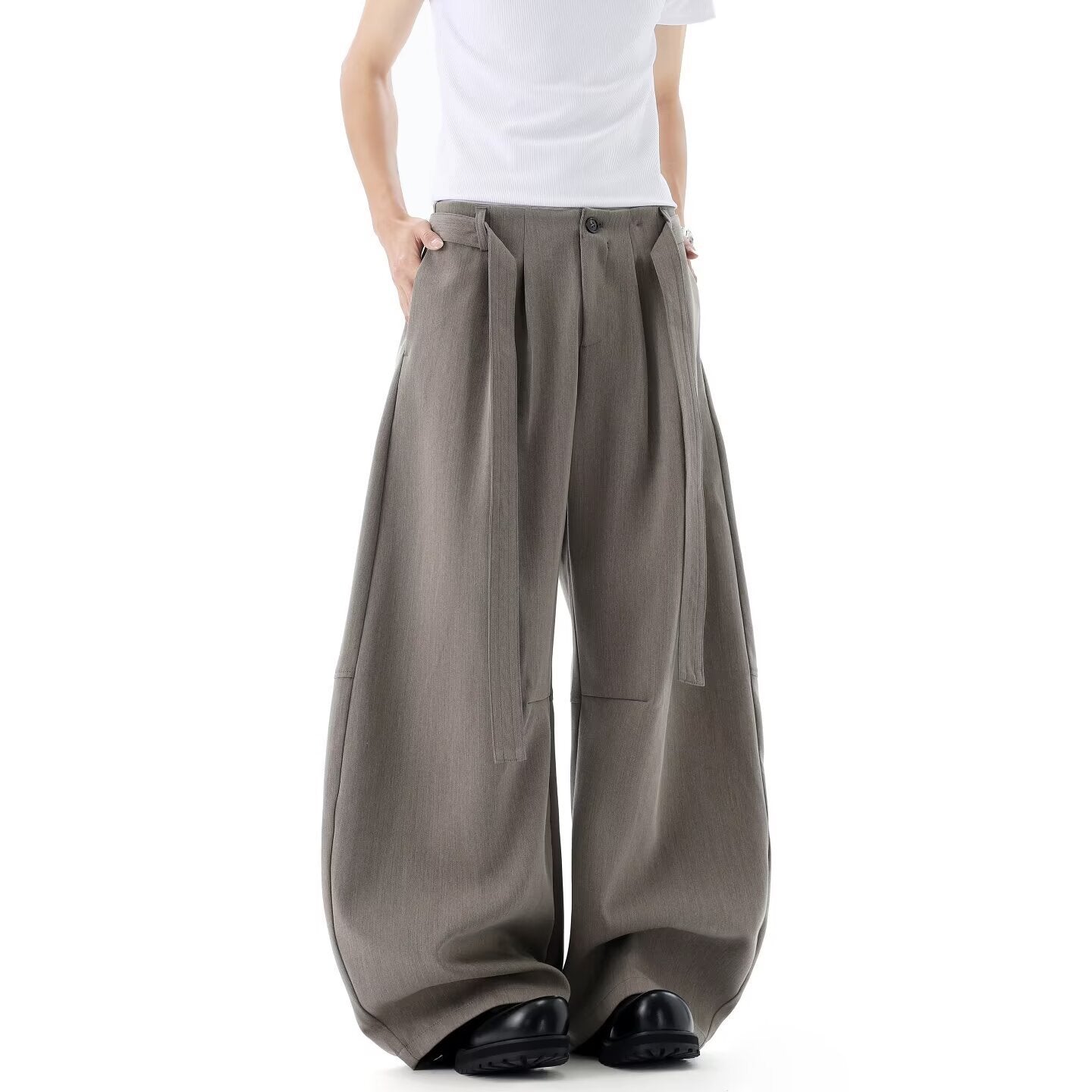 Commute Loose Drape Suit Pants, Slim Straight Leg Long Pants