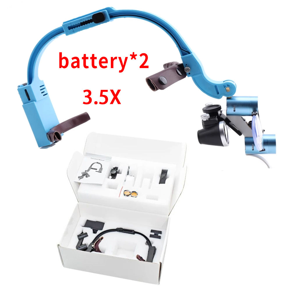 Ultra-Light Shadowless Dental Headlamp with Magnifier and Dual Batteries