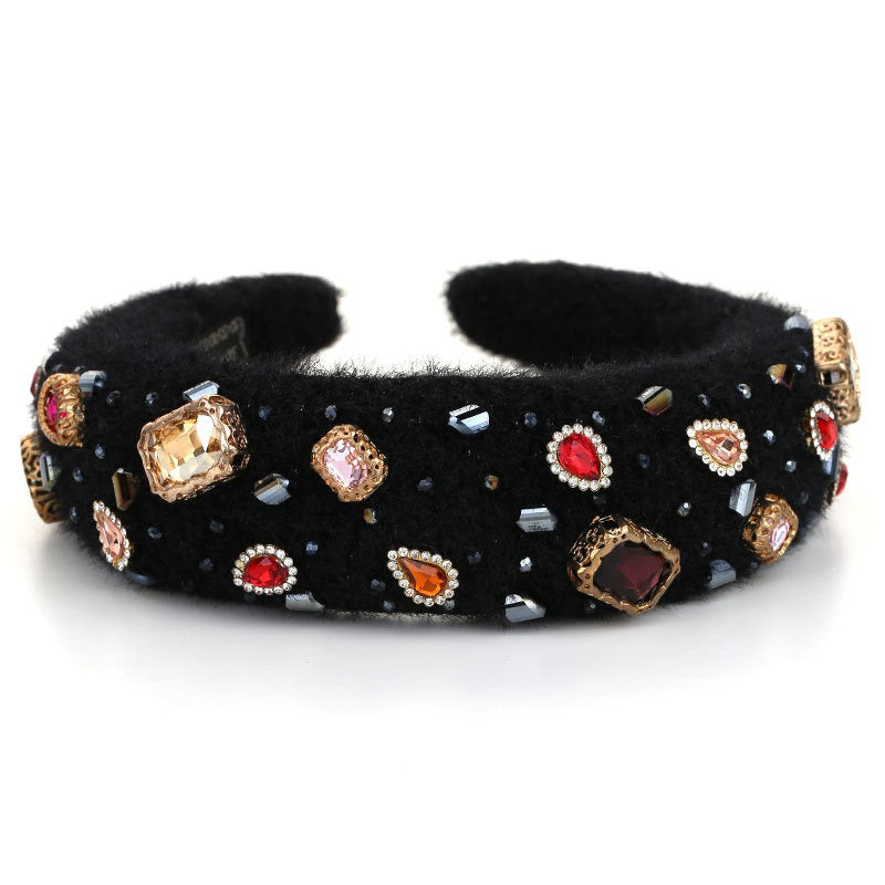 Baroque crystal hand sewn sponge head hoop with rhinestones inlaid