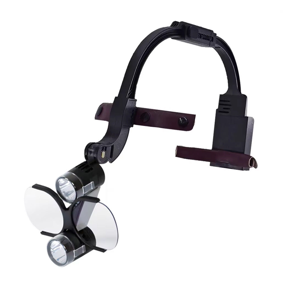Ultra-Light Shadowless Dental Headlamp with Magnifier and Dual Batteries