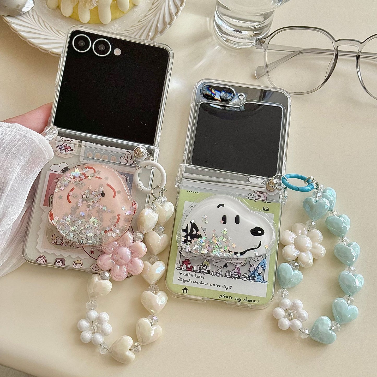 Cartoon Snoopy Samsung suitable for zflip7 phone case folding screen 7FE women's anti fall all inclusive protective cover 5/6