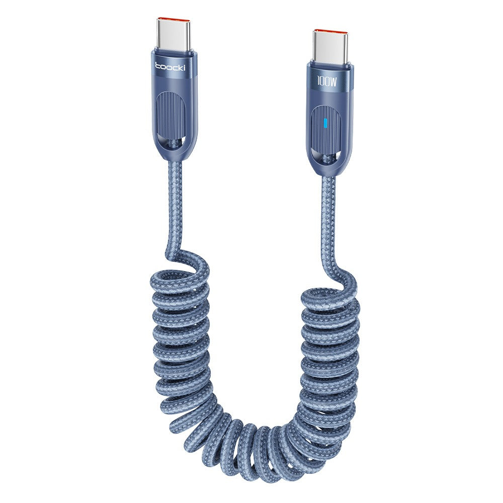 Car mounted spring with light PD100W fast charging dual typec data cable suitable for Huawei Apple 15