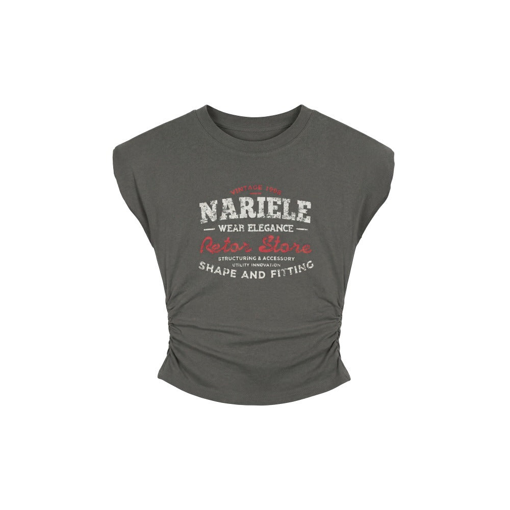 Letter Print T-Shirt  Crop Top Fitted Sleeveless Shirt