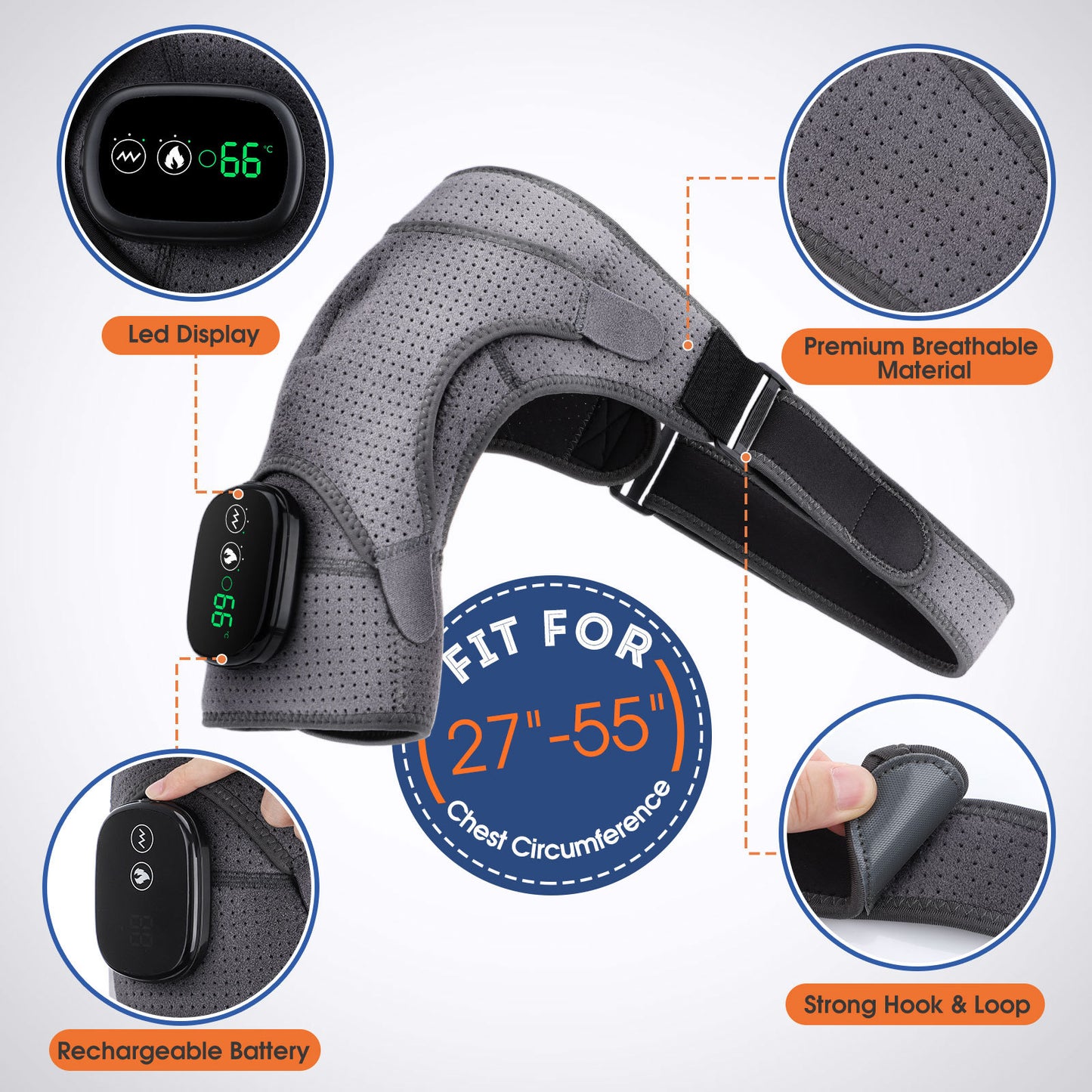 Thermal Massage Shoulder Support with Charging Heating Function for Shoulder Periarthritis Therapy and Massage