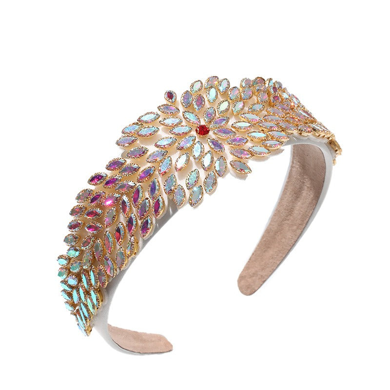 Heavy Industry Hair Hoops Fashionable and Creative Baroque Full Drill Hoops Women's Wide Edge Hair Accessories