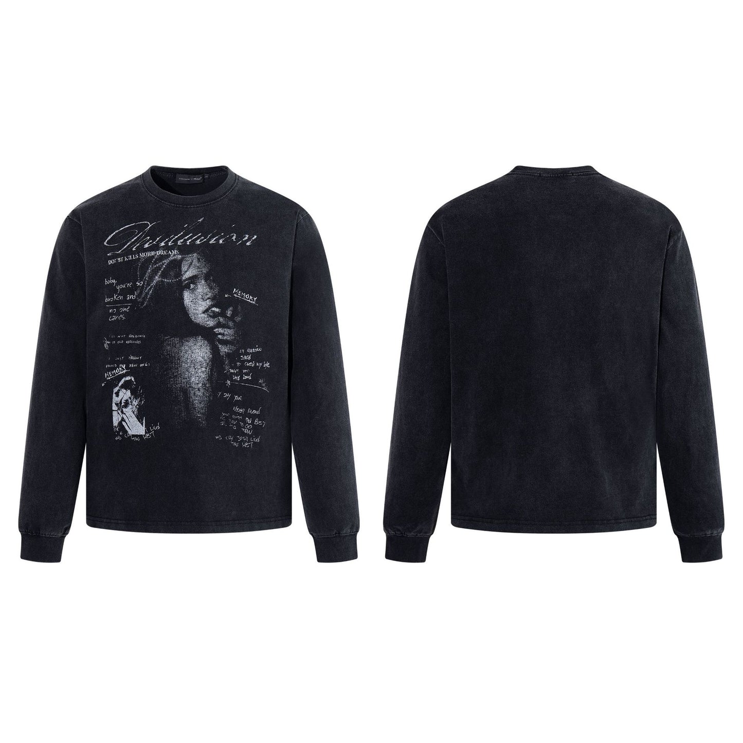 Alphabet Character Printed Long Sleeve T-shirt