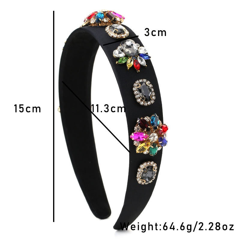 Tidal inlaid colored glass diamond ultra sparkling wide edge sponge face wash headband headwear