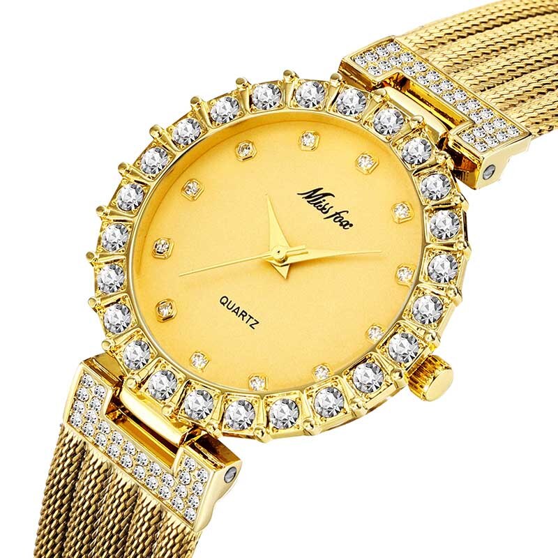 MISSFOX  Women Watches Luxury Brand Watch Bracelet Waterproof Big Lab Diamond Ladies Wrist Watches For Women Quartz Clock Hours