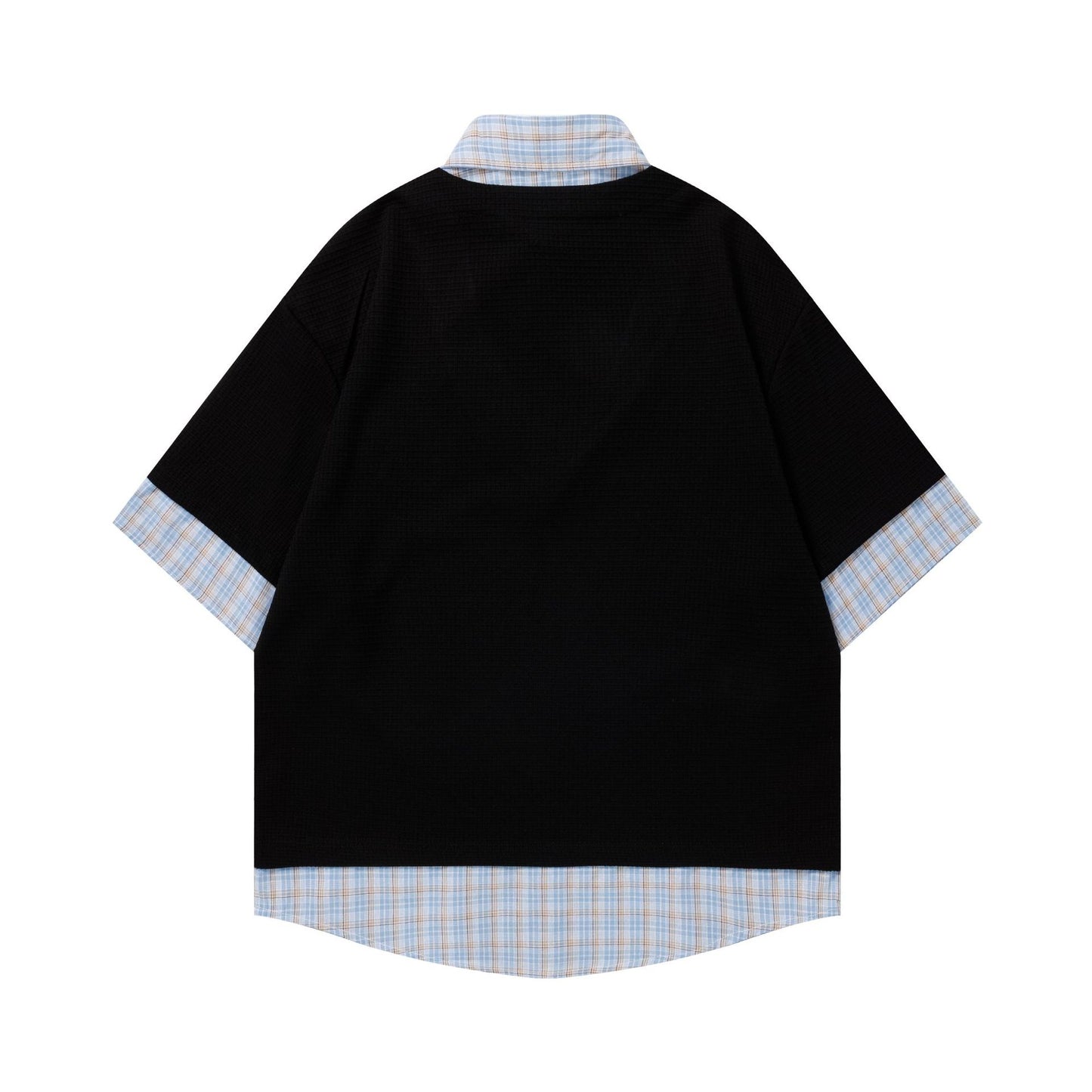 Small dog embroidered checkered short sleeved shirt