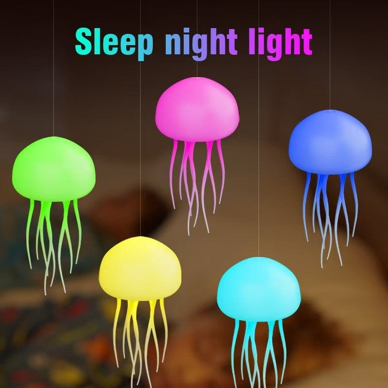 Full-color Gradient Sound-controlled Jellyfish Lamp, Creative Sensing Ambient Light, Night Light with Floating, Dynamic Swimming Tentacles