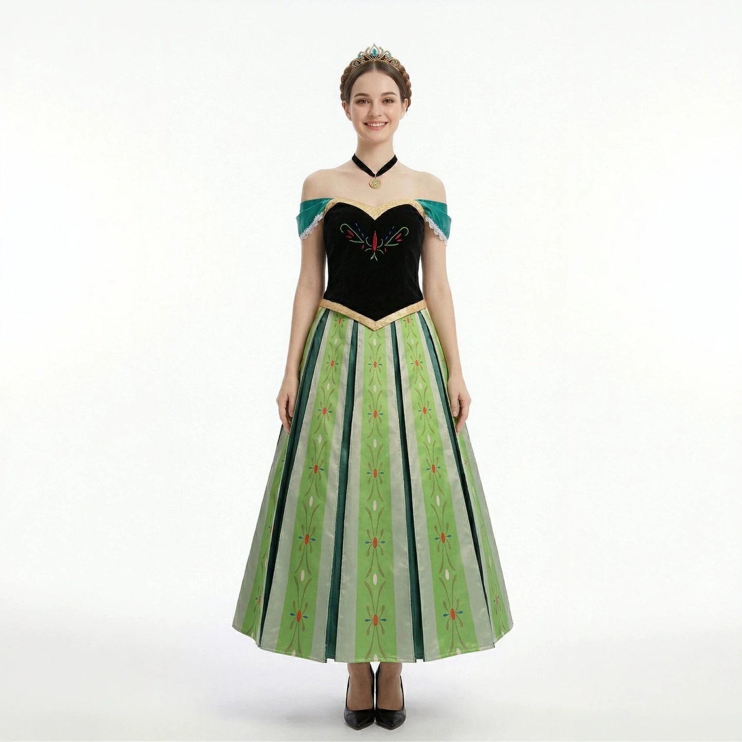 Frozen Anna Princess Dress Coronation Gown Anime Cosplay Costume Cartoon Autumn