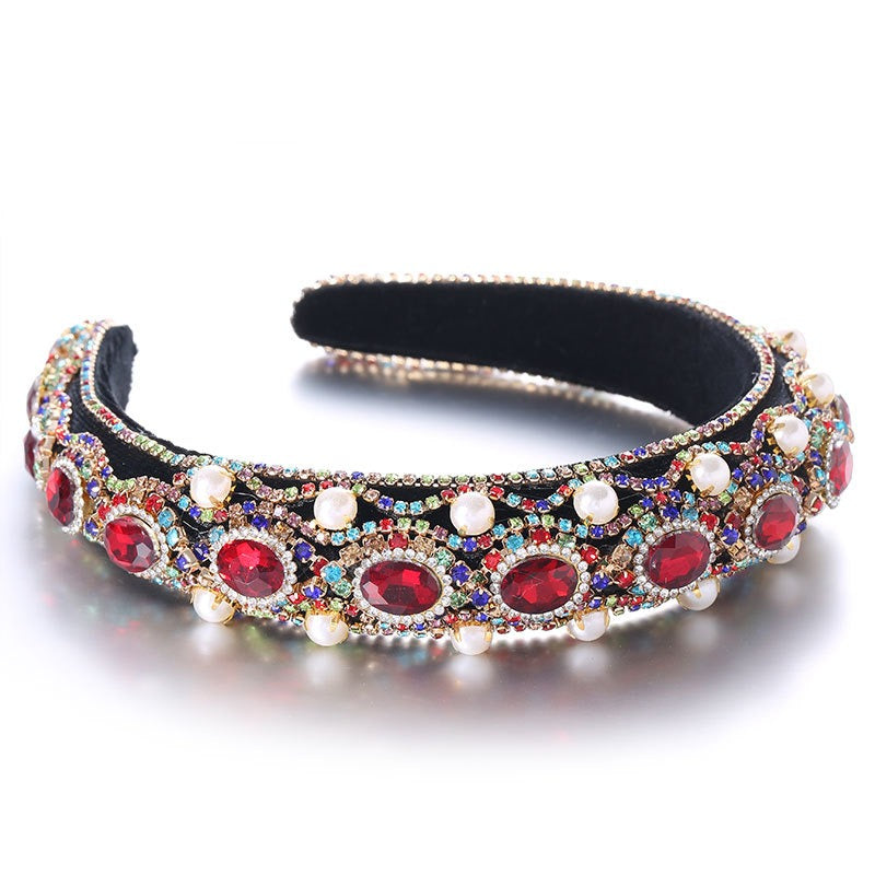 Fashion Women's Super Flash Baroque Glass Pearl Drill Bit Hoop