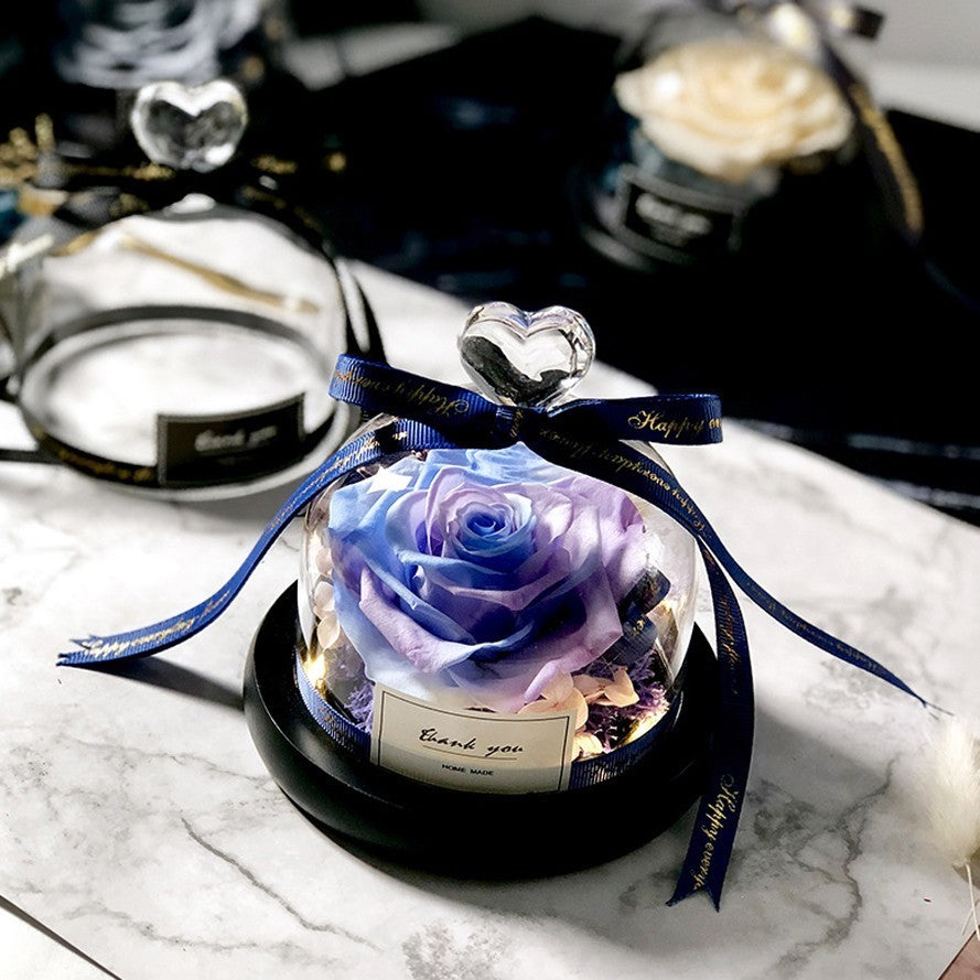 Exclusive Rose in Glass Dome with Lights - Real Rose, Beauty And The Beast Preserved Rosevalentines day gift