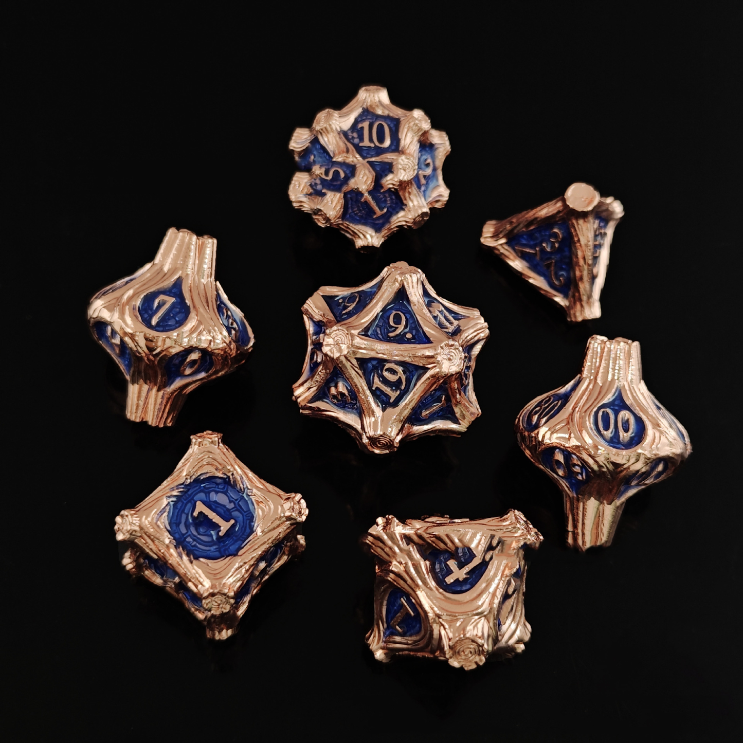 Geometric Mechanical Metal Solid Dice 7-Piece Set DND Dungeons &amp; Dragons Polyhedral Dice TRPG Board Game Accessories